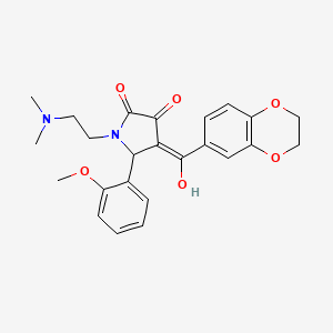 molecular formula C24H26N2O6 B2510611 4-(2,3-Dihydrobenzo[b][1,4]dioxin-6-carbonyl)-1-(2-(Dimethylamino)ethyl)-3-hydroxy-5-(2-methoxyphenyl)-1H-pyrrol-2(5H)-on CAS No. 618425-24-4