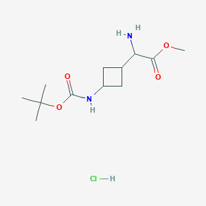 molecular formula C12H23ClN2O4 B2510645 Methyl 2-amino-2-(3-((tert-butoxycarbonyl)amino)cyclobutyl)acetate hcl CAS No. 2445784-09-6