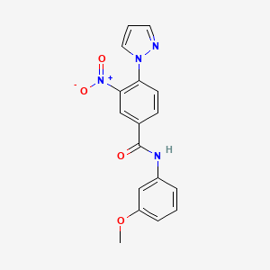 molecular formula C17H14N4O4 B2510646 N-(3-甲氧基苯基)-3-硝基-4-(1H-吡唑-1-基)苯甲酰胺 CAS No. 321534-62-7