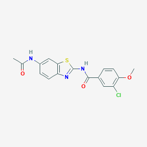 molecular formula C17H14ClN3O3S B251067 N-[6-(acetylamino)-1,3-benzothiazol-2-yl]-3-chloro-4-methoxybenzamide 