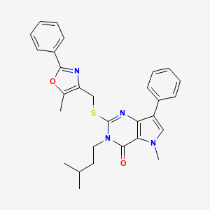 3-isopentyl-5-methyl-2-(((5-methyl-2-phenyloxazol-4-yl)methyl)thio)-7-phenyl-3H-pyrrolo[3,2-d]pyrimidin-4(5H)-one