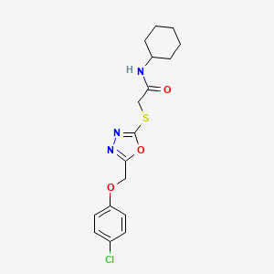 2-((5-((4-chlorophenoxy)methyl)-1,3,4-oxadiazol-2-yl)thio)-N-cyclohexylacetamide