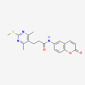 molecular formula C19H19N3O3S B2510693 3-[4,6-dimethyl-2-(methylsulfanyl)pyrimidin-5-yl]-N-(2-oxo-2H-chromen-6-yl)propanamide CAS No. 1197794-92-5