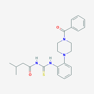 molecular formula C23H28N4O2S B251070 N-[2-(4-benzoyl-1-piperazinyl)phenyl]-N'-(3-methylbutanoyl)thiourea 