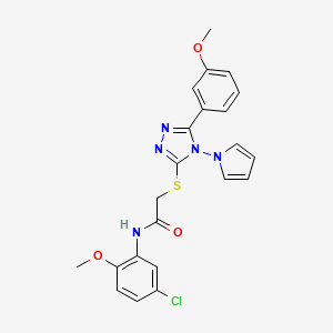 molecular formula C22H20ClN5O3S B2510723 N-(5-chloro-2-methoxyphenyl)-2-{[5-(3-methoxyphenyl)-4-(1H-pyrrol-1-yl)-4H-1,2,4-triazol-3-yl]sulfanyl}acetamide CAS No. 896318-52-8