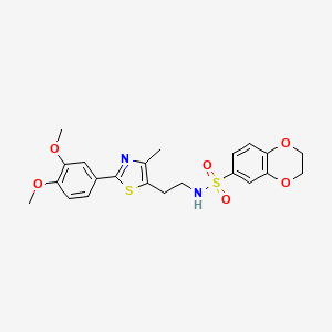 N-{2-[2-(3,4-dimethoxyphenyl)-4-methyl-1,3-thiazol-5-yl]ethyl}-2,3-dihydro-1,4-benzodioxine-6-sulfonamide