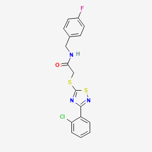 molecular formula C17H13ClFN3OS2 B2510729 2-((3-(2-chlorophenyl)-1,2,4-thiadiazol-5-yl)thio)-N-(4-fluorobenzyl)acetamide CAS No. 864919-47-1