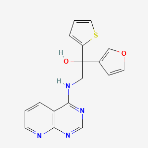 molecular formula C17H14N4O2S B2510738 1-(Furan-3-yl)-2-(pyrido[2,3-d]pyrimidin-4-ylamino)-1-thiophen-2-ylethanol CAS No. 2379997-08-5