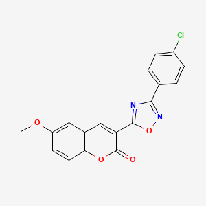 molecular formula C18H11ClN2O4 B2510751 3-[3-(4-chlorophenyl)-1,2,4-oxadiazol-5-yl]-6-methoxy-2H-chromen-2-one CAS No. 892755-56-5