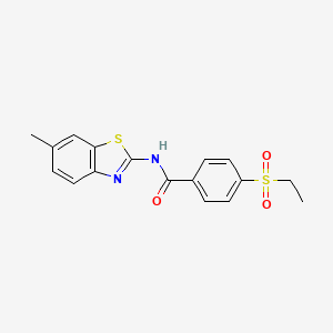 molecular formula C17H16N2O3S2 B2510752 4-(ethylsulfonyl)-N-(6-methylbenzo[d]thiazol-2-yl)benzamide CAS No. 886935-99-5