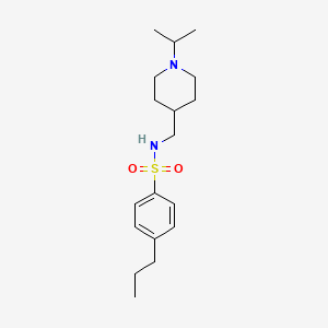 molecular formula C18H30N2O2S B2510753 N-((1-isopropylpiperidin-4-yl)methyl)-4-propylbenzenesulfonamide CAS No. 946383-02-4