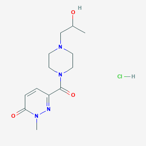 molecular formula C13H21ClN4O3 B2510762 6-(4-(2-hydroxypropyl)piperazine-1-carbonyl)-2-methylpyridazin-3(2H)-one hydrochloride CAS No. 1396882-27-1