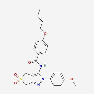 molecular formula C23H25N3O5S B2510781 4-butoxy-N-(2-(4-methoxyphenyl)-5,5-dioxido-4,6-dihydro-2H-thieno[3,4-c]pyrazol-3-yl)benzamide CAS No. 450337-95-8