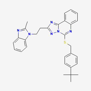 molecular formula C30H30N6S B2510783 5-[(4-Tert-butylphenyl)methylsulfanyl]-2-[2-(2-methylbenzimidazol-1-yl)ethyl]-[1,2,4]triazolo[1,5-c]quinazoline CAS No. 896698-64-9