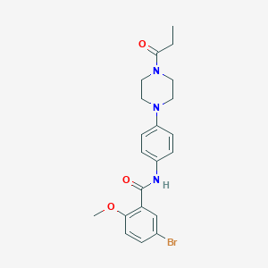 molecular formula C21H24BrN3O3 B251081 5-bromo-2-methoxy-N-[4-(4-propanoylpiperazin-1-yl)phenyl]benzamide 