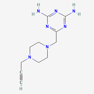 molecular formula C11H17N7 B2510810 6-{[4-(Prop-2-yn-1-yl)piperazin-1-yl]methyl}-1,3,5-triazine-2,4-diamine CAS No. 1797650-08-8