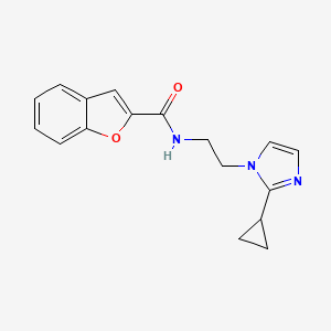 molecular formula C17H17N3O2 B2510812 N-(2-(2-cyclopropyl-1H-imidazol-1-yl)ethyl)benzofuran-2-carboxamide CAS No. 2034452-03-2
