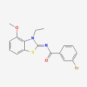 molecular formula C17H15BrN2O2S B2510816 3-bromo-N-(3-ethyl-4-methoxy-1,3-benzothiazol-2-ylidene)benzamide CAS No. 864925-27-9