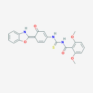 N-[[(4E)-4-(3H-1,3-benzoxazol-2-ylidene)-3-oxocyclohexa-1,5-dien-1-yl]carbamothioyl]-2,6-dimethoxybenzamide