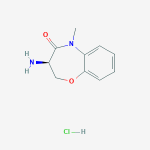molecular formula C10H13ClN2O2 B2510824 (R)-3-Amino-5-methyl-2,3-dihydrobenzo[B][1,4]oxazepin-4(5H)-one hcl CAS No. 2102412-70-2