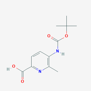 molecular formula C12H16N2O4 B2510826 6-Methyl-5-[(2-methylpropan-2-yl)oxycarbonylamino]pyridine-2-carboxylic acid CAS No. 2248356-87-6