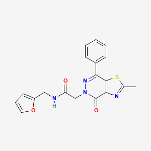 molecular formula C19H16N4O3S B2510828 N-(furan-2-ylmethyl)-2-(2-methyl-4-oxo-7-phenylthiazolo[4,5-d]pyridazin-5(4H)-yl)acetamide CAS No. 941897-33-2