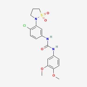 molecular formula C18H20ClN3O5S B2510846 1-(4-Chloro-3-(1,1-dioxidoisothiazolidin-2-yl)phenyl)-3-(3,4-dimethoxyphenyl)urea CAS No. 1203159-34-5