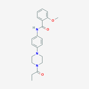 2-methoxy-N-[4-(4-propanoylpiperazin-1-yl)phenyl]benzamide