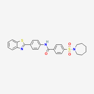 molecular formula C26H25N3O3S2 B2510857 4-(氮杂环戊烷-1-磺酰基)-N-[4-(1,3-苯并噻唑-2-基)苯基]苯甲酰胺 CAS No. 361173-85-5