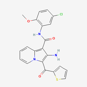 molecular formula C21H16ClN3O3S B2510860 2-amino-N-(5-chloro-2-methoxyphenyl)-3-(thiophene-2-carbonyl)indolizine-1-carboxamide CAS No. 898453-61-7