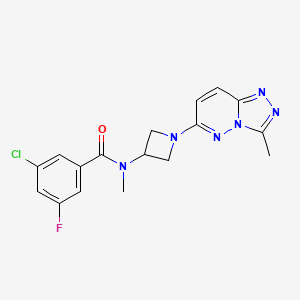 molecular formula C17H16ClFN6O B2510891 3-氯-5-氟-N-甲基-N-(1-(3-甲基-[1,2,4]三唑并[4,3-b]哒嗪-6-基)氮杂环丁-3-基)苯甲酰胺 CAS No. 2320890-22-8