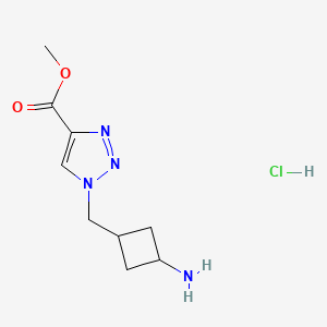 molecular formula C9H15ClN4O2 B2510893 Methyl 1-[(3-aminocyclobutyl)methyl]triazole-4-carboxylate;hydrochloride CAS No. 2378503-63-8