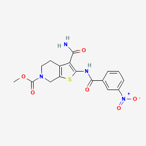 molecular formula C17H16N4O6S B2510917 3-氨基甲酰基-2-(3-硝基苯甲酰胺基)-4,5-二氢噻吩并[2,3-c]吡啶-6(7H)-羧酸甲酯 CAS No. 886949-77-5