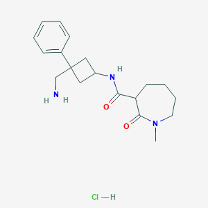molecular formula C19H28ClN3O2 B2510926 N-[3-(Aminomethyl)-3-phenylcyclobutyl]-1-methyl-2-oxoazepane-3-carboxamide;hydrochloride CAS No. 2418630-13-2