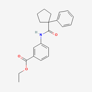 molecular formula C21H23NO3 B2510934 Ethyl 3-((phenylcyclopentyl)carbonylamino)benzoate CAS No. 1023528-09-7