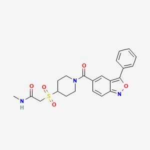 molecular formula C22H23N3O5S B2510936 N-methyl-2-((1-(3-phenylbenzo[c]isoxazole-5-carbonyl)piperidin-4-yl)sulfonyl)acetamide CAS No. 1795300-95-6
