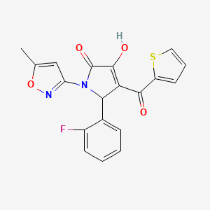 molecular formula C19H13FN2O4S B2510940 5-(2-fluorophenyl)-3-hydroxy-1-(5-methylisoxazol-3-yl)-4-(thiophene-2-carbonyl)-1H-pyrrol-2(5H)-one CAS No. 618872-91-6