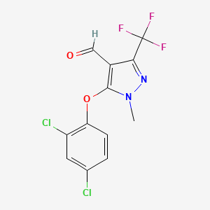 molecular formula C12H7Cl2F3N2O2 B2510942 5-(2,4-Dichlorophenoxy)-1-methyl-3-(trifluoromethyl)-1H-pyrazole-4-carbaldehyde CAS No. 321848-48-0