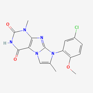 molecular formula C16H14ClN5O3 B2510944 8-(5-Chloro-2-methoxyphenyl)-1,7-dimethyl-1,3,5-trihydro-4-imidazolino[1,2-h]p urine-2,4-dione CAS No. 876671-82-8