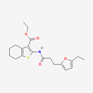 molecular formula C20H25NO4S B2510955 Ethyl 2-(3-(5-ethylfuran-2-yl)propanamido)-4,5,6,7-tetrahydrobenzo[b]thiophene-3-carboxylate CAS No. 708287-90-5