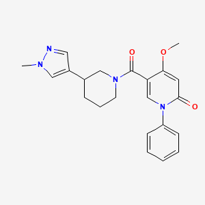 molecular formula C22H24N4O3 B2510956 4-甲氧基-5-[3-(1-甲基-1H-吡唑-4-基)哌啶-1-羰基]-1-苯基-1,2-二氢吡啶-2-酮 CAS No. 2320925-58-2