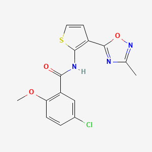 molecular formula C15H12ClN3O3S B2510957 5-chloro-2-methoxy-N-(3-(3-methyl-1,2,4-oxadiazol-5-yl)thiophen-2-yl)benzamide CAS No. 2034302-67-3