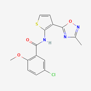 molecular formula C15H12ClN3O3S B2510957 5-氯-2-甲氧基-N-(3-(3-甲基-1,2,4-恶二唑-5-基)噻吩-2-基)苯甲酰胺 CAS No. 2034302-67-3