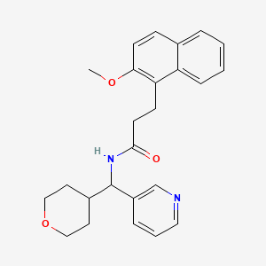 molecular formula C25H28N2O3 B2510970 3-(2-methoxynaphthalen-1-yl)-N-(pyridin-3-yl(tetrahydro-2H-pyran-4-yl)methyl)propanamide CAS No. 2034592-25-9