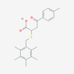 molecular formula C23H28O3S B2510972 4-(4-Methylphenyl)-4-oxo-2-[(2,3,4,5,6-pentamethylbenzyl)sulfanyl]butanoic acid CAS No. 868255-47-4