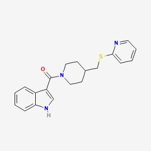molecular formula C20H21N3OS B2510992 (1H-indol-3-yl)(4-((pyridin-2-ylthio)methyl)piperidin-1-yl)methanone CAS No. 1421499-12-8