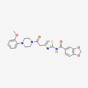 molecular formula C24H24N4O5S B2510998 N-(4-(2-(4-(2-methoxyphenyl)piperazin-1-yl)-2-oxoethyl)thiazol-2-yl)benzo[d][1,3]dioxole-5-carboxamide CAS No. 1005295-32-8