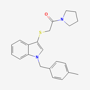 molecular formula C22H24N2OS B2511004 2-((1-(4-methylbenzyl)-1H-indol-3-yl)thio)-1-(pyrrolidin-1-yl)ethanone CAS No. 681276-57-3