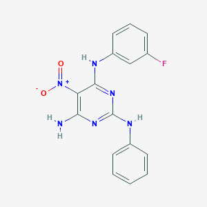 N4-(3-fluorophenyl)-5-nitro-N2-phenylpyrimidine-2,4,6-triamine