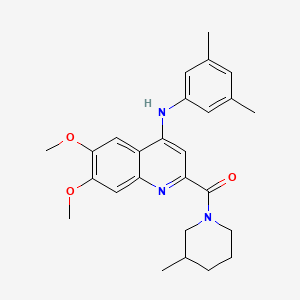 molecular formula C26H31N3O3 B2511016 （4-((3,5-二甲苯胺)-6,7-二甲氧基喹啉-2-基）（3-甲基哌啶-1-基）甲苯酮 CAS No. 1251635-57-0